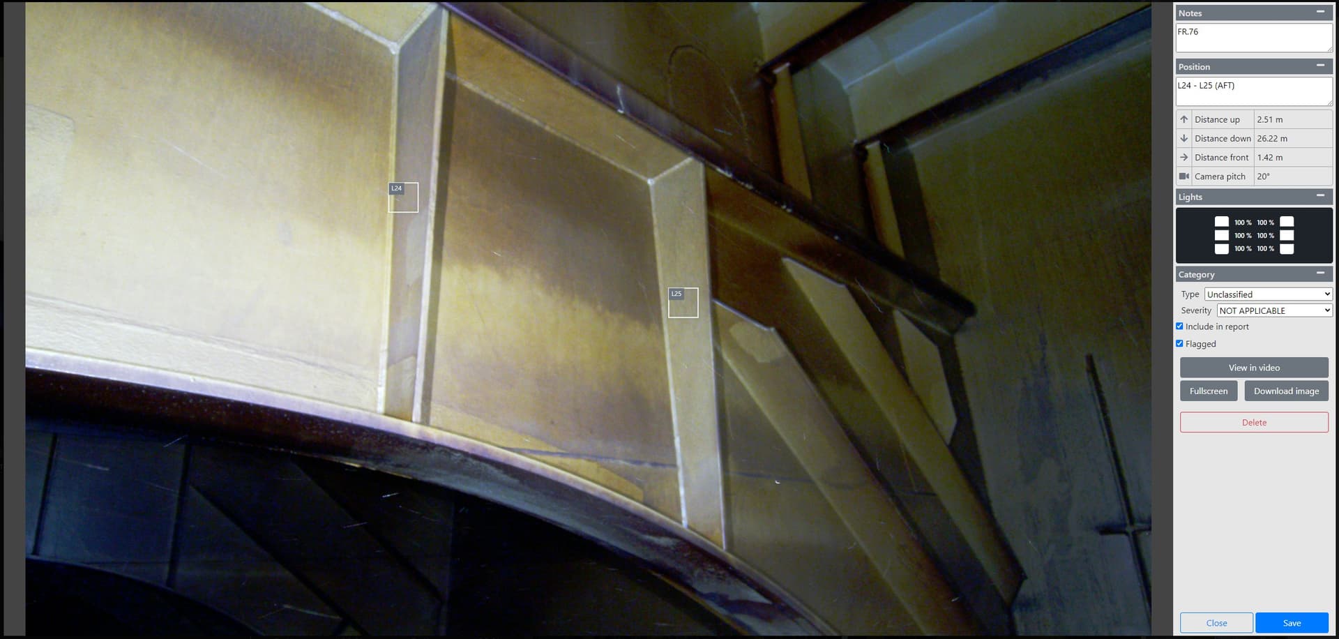 Cargo-hold structure captured at survey resolution