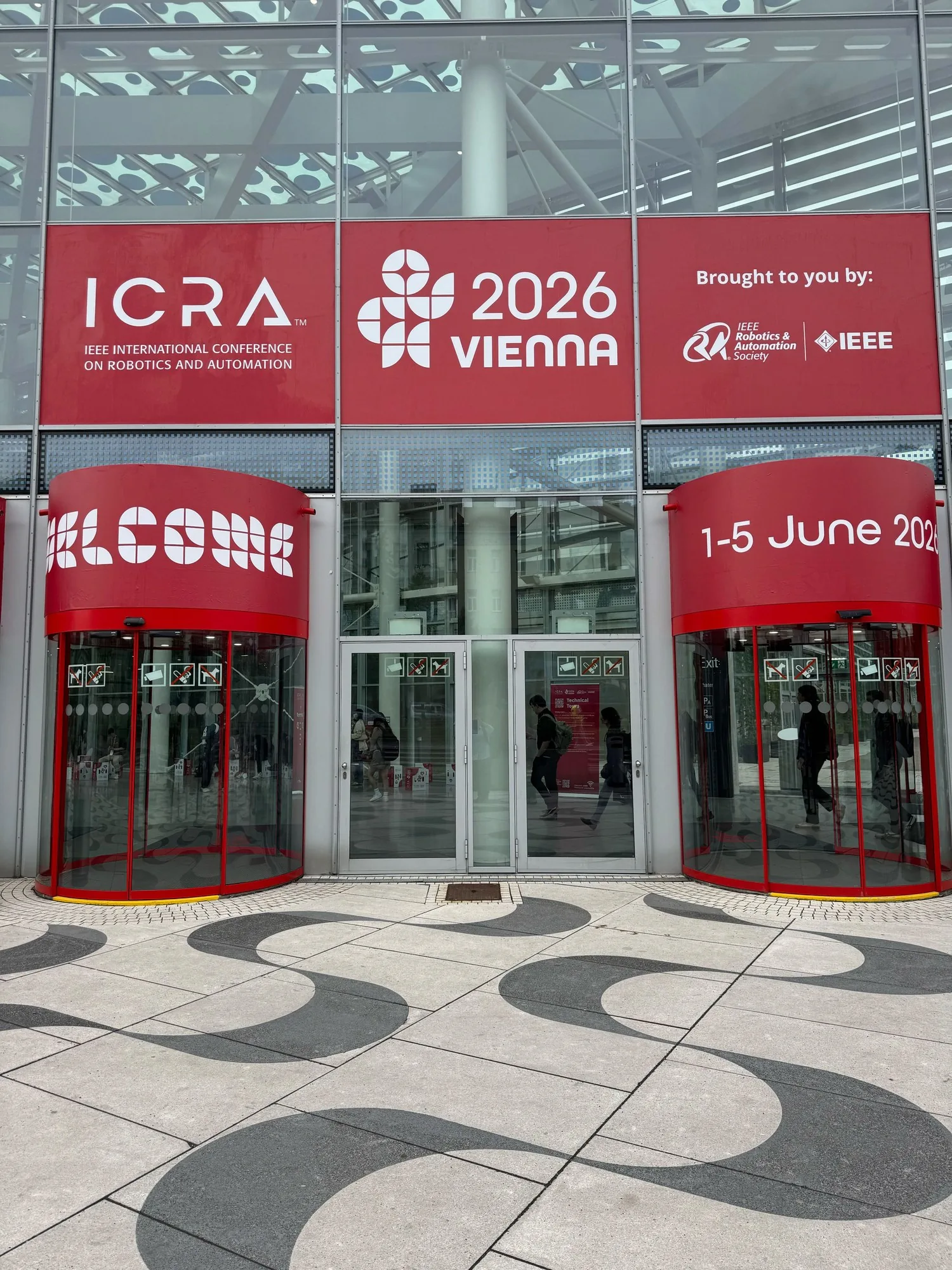 ICRA 2026 entrance in Vienna — welcome banners, 1–5 June 2026