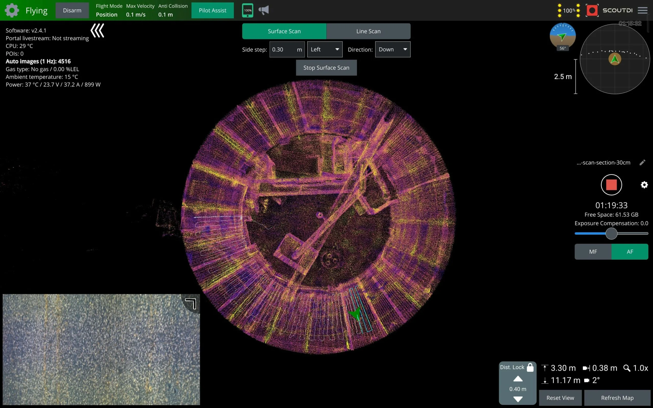 Automatic Surface Scan in a Large Storage Tank