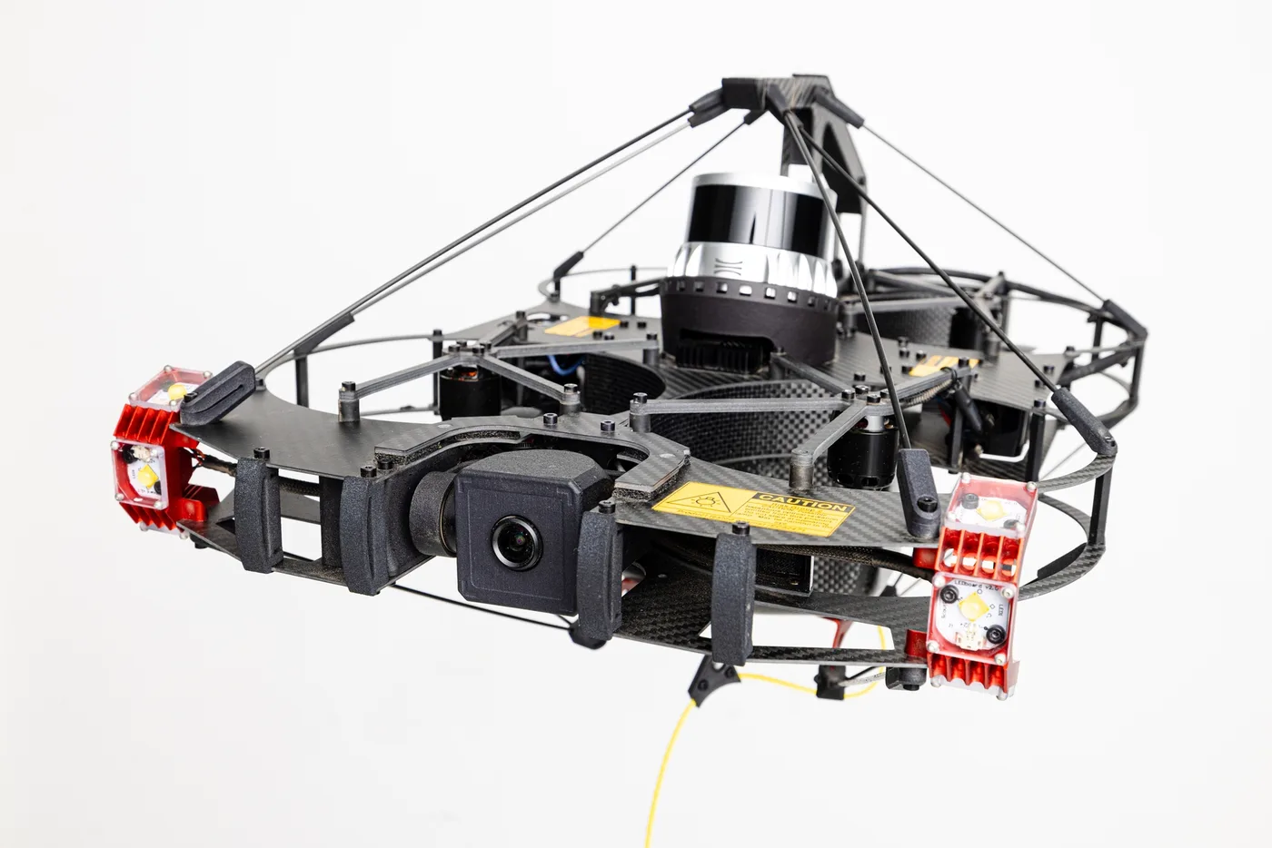 Scout 137 Gen 2 studio shot — carbon-fibre frame, gimbal camera and LED pods