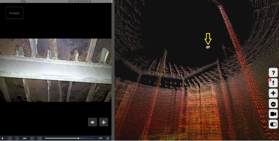 Screenshot from Scout Portal, video feed and 3D map shown side by side