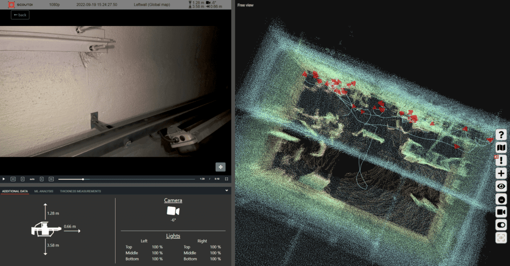 Screenshot from Scout Portal, video feed and 3D map shown side by side