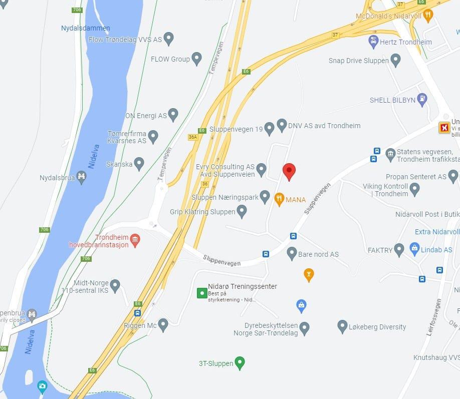 Sluppenvegen 25 as shown on Google maps