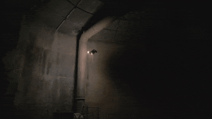 Tethered drone hovering near the ceiling in a large Storage Tank