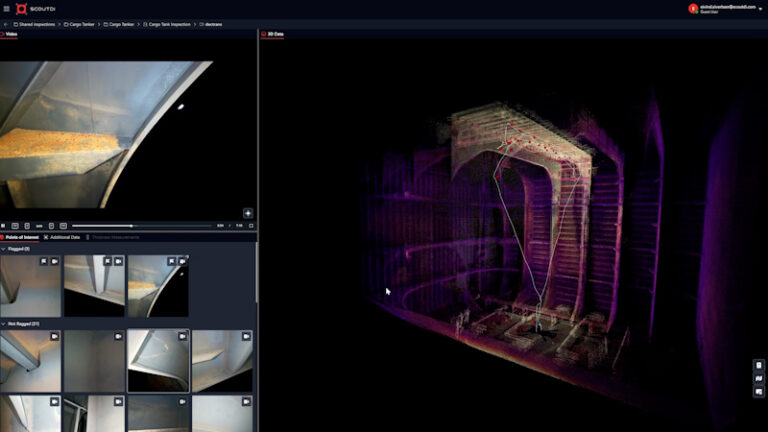 Screenshot form the Scout Portal showing a cargo tank inspection point cloud