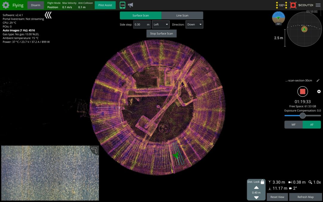 Automatic Surface Scan in a Large Storage Tank